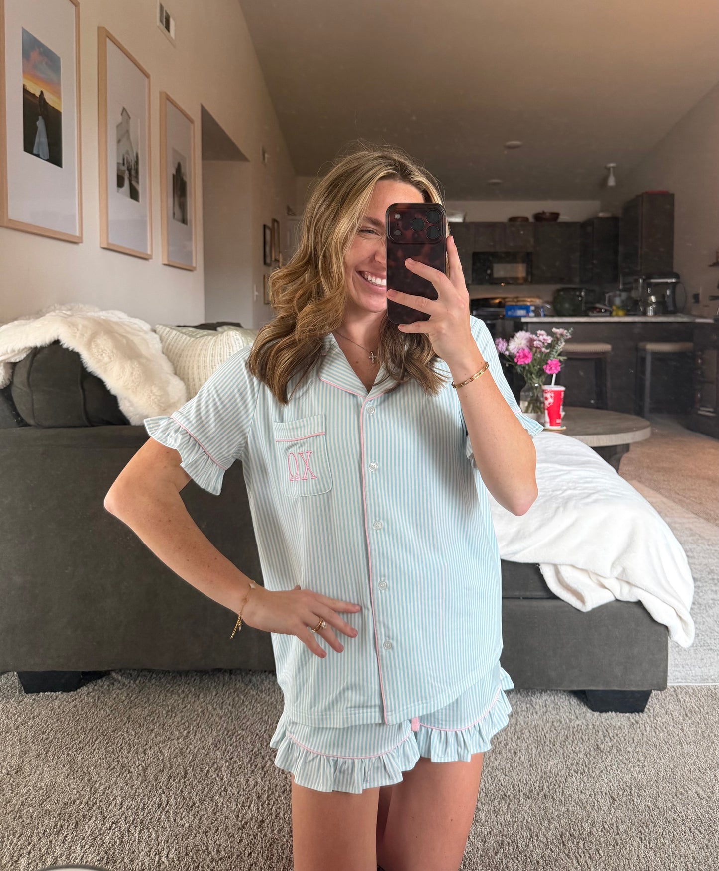 ARKANSAS CHI OMEGA - Blue Stripe Set