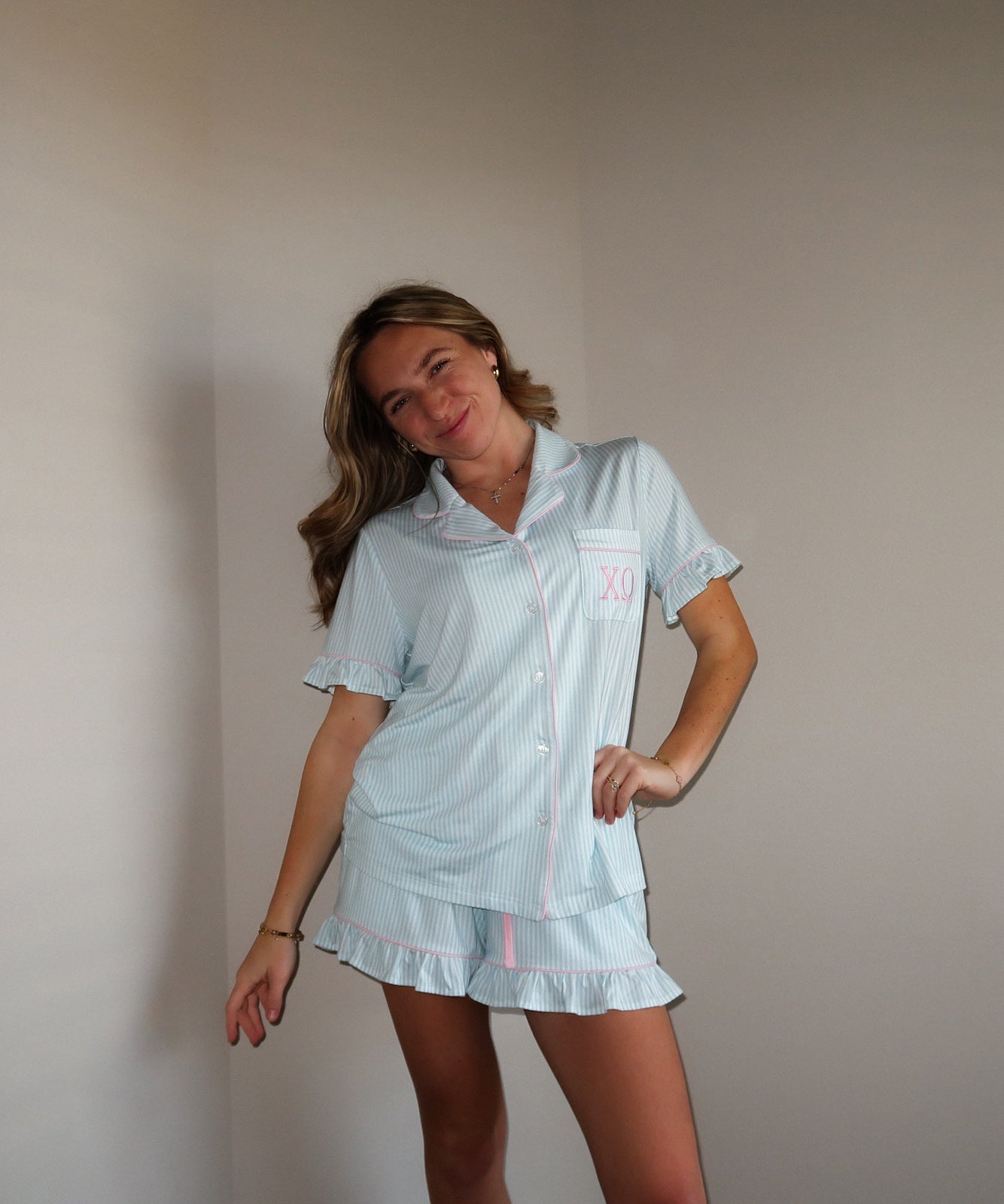 ARKANSAS CHI OMEGA - Blue Stripe Set